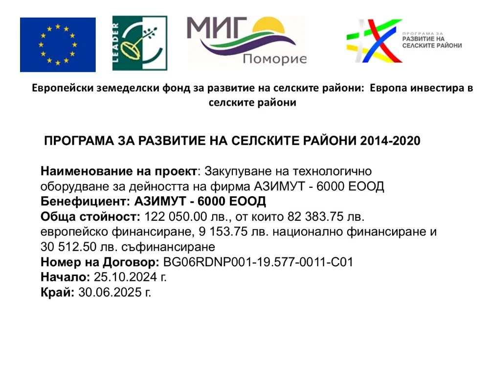 Информационен плакат на проекта по ПРСР 2014–2020